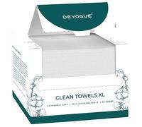 DEVOGUE Lot de 50 lingettes jetables XL (25 x 30 cm) 100 % fibre de viscose ultra douces pour peaux sensibles et nettoyantes pour le visage