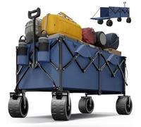 Devoko 332L Chariot de Plage Maximum 200KG Chariot de Jardin,Diable Pliant avec Freins,Chariot Pliable Poignée Réglable,Brouette Jardin,Chariots à la Plage Chariots de Transport pour Le Camping Bleu