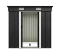 Devoko Abri de jardin en métal 183x109x182cm avec fondation, 3,6m³ Abri à outils avec toit en pente et porte coulissante, Extérieur, Résistant aux intempéries, Abri de jardin pour vélo, terrasse