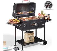 Devoko Barbecue au Charbon de Bois XXL, Barbecue à Charbon, Barbecue Portable pour Jardin/Camping/Extérieur, Inclus Grille de Barbecue 71 x 43 cm/Thermomètre/Pince de Cuisine/Gants de Barbecue