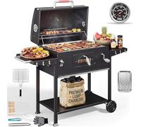 Devoko Barbecue au Charbon de Bois XXL, Barbecue à Charbon, Barbecue Portable pour Jardin/Camping/Extérieur, Inclus Grille de Barbecue 71 x 43 cm/Thermomètre/Pince de Cuisine/Gants de Barbecue