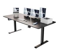 Devoko Bureau Assis Debout 140x60cm,Table Assis-Debout réglable en Hauteur,Bureau avec Crochet pour Sac à Dos et Panneau Intelligent à mémoire,à Domicile avec Panneau d'épissage,Noir