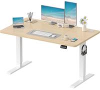 Devoko Bureau Assis Debout Électrique 120x60 cm Beige - Bureau Informatique Réglable en Hauteur Motorisé - Table de Bureau Ergonomique avec 2 Mémoires pour Télétravail