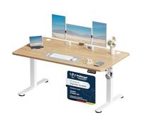 Devoko Bureau Assis Debout Électrique 140 x 60 cm, Standing Desk Beige | Table de Bureau Ergonomique avec 2 Mémoires pour Télétravail, fonction anti - collision rebond, Bruit <50dB, Charge 70 KG