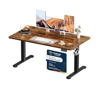 Devoko Bureau Assis Debout Électrique 140 x 60 cm, Standing Desk Marron | Table de Bureau Ergonomique avec 2 Mémoires pour Télétravail, fonction anti - collision rebond, Bruit <50dB, Charge 70 KG
