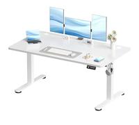 Devoko Bureau Assis-Debout Électrique 140x60 cm - Bureau Informatique Réglable en Hauteur Motorisé - Table de Bureau Ergonomique pour Télétravail avec 2 Mémoires de Position - Blanc