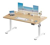 Devoko Bureau Assis-Debout Électrique 140x60 cm - Bureau Informatique Réglable en Hauteur Motorisé - Table de Bureau Ergonomique avec 2 Mémoires pour Télétravail Beige