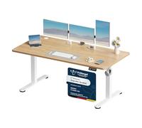 Devoko Bureau Assis-Debout Électrique 160x60 cm - Bureau Informatique Réglable en Hauteur Motorisé - Table de Bureau Ergonomique avec 2 Mémoires pour Télétravail Beige