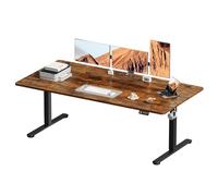 Devoko Bureau Assis-Debout Électrique 180x80 cm - Grand Bureau Informatique Réglable en Hauteur Motorisé - Table de Bureau Ergonomique avec 2 Mémoires pour Télétravail et Gaming Marron