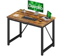 Devoko Bureau d'Ordinateur 100x50x75cm Table Poste Travail Marron | Petits Bureaux d'Étude, Petits Espaces, Bureau et Travail à Domicile, Cadre en Métal, Bureau Informatique
