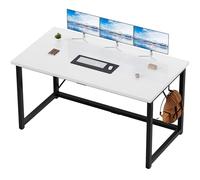 Devoko Bureau d'ordinateur, Table, Petits Bureaux d'étude 140 x 50 x 75 cm pour Les Petits Espaces, Poste de Travail, Bureau et Travail à Domicile, Cadre en Métal, Blanc