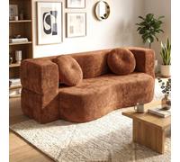 Devoko Canapé Lit Pliant 200 cm, Canapé Compressé sans Montage, Petit Canapé 2 Places en Chenille avec Coussins Confortables, Canapé Convertible Multifonctionnel Moderne, Terre Cuite