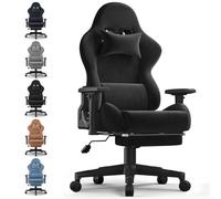 Devoko Chaise Gaming Ergonomique en Tissu Respirant avec Repose-Pieds - Fauteuil Gamer Inclinable 170° avec Massage Lombaire, Chaise Gaming Bureau Réglable 200KG pour Adulte, Noir