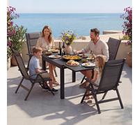 Devoko Ensemble de Table et Chaises de Jardin 5 Pièces, Composé 1 Table en Aluminium et 4 Chaises Pliantes, Table de Jardin Extensible (80/160 cm), Ensemble de Table et Chaises d'Extérieur, Gris