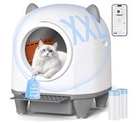 Devoko Litiere Chat Autonettoyante Automatique, Bac Litiere pour Chat XXL 90L, Design en Forme d'oreilles de Chat, Système de Sécurité à Six Niveaux, avec Fonction Désodorisante, Compatible avec APP