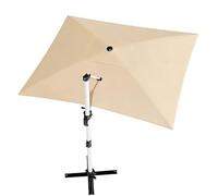 Devoko Parasol de jardin avec manivelle et inclinaison, parasol déporté imperméable et résistant aux UV pour terrasse et pelouse, cadre en aluminium à 8 baleines, housse et sangles, beige 270 x 270 cm