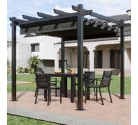 Devoko Pergola Aluminium 3x3, Pergola Jardin Exterieur, avec Fixations Magnétiques et Zone d'ombrage Réglable, Cadre en Aluminium, Convient pour Les Jardins et Les Cours,Noir