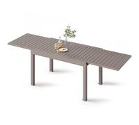 Devoko Table De Jardin, Extensible, 130/260 X 80 X 75 Cm, Petite Table Extensible, en Aluminium, pour Balcon, Résistante Aux Intempéries, Extensible, Table À Manger D'Extérieur, Marron
