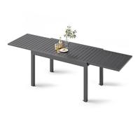 Devoko Table De Jardin, Extensible, 130/260 X 80 X 75 Cm, Petite Table Extensible, en Aluminium, pour Balcon, Résistante Aux Intempéries, Extensible, Table À Manger D'Extérieur,Gris