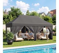 Devoko Tonnelle 3x6 Pliante avec Parois Latérales, Tonnelle à Hauteur Réglable, Toile en Tissu Oxford Imperméable, Tonnelle Robuste et Durable pour Mariages, Extérieur, Jardins et Fêtes, Gris
