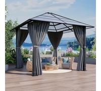 Devoko Tonnelle de Jardin 3x3 Imperméable et Stable, Tonnelle de Jardin Exterieur en Aluminium, Gloriette avec Toit Fixe Résistant aux UV, Hardtop Pavillon Convient pour Les Scènes Extérieures, Gris