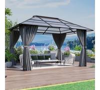 Devoko Tonnelle de Jardin 3x4 Imperméable et Stable, Tonnelle de Jardin Exterieur en Aluminium, Gloriette avec Toit Fixe Résistant aux UV, Hardtop Pavillon Convient pour Les Scènes Extérieures, Gris