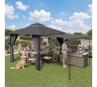 Devoko Tonnelle Extensible 3x3 m, Extensible jusqu'à 3x6 m, Tonnelle 3x3 Imperméable Stable, Protection UV 50+, Pavillon de Grill pour Jardin, Terrasse, Fêtes de Grill ou Fêtes Spontanées, Gris