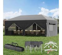 Devoko Tonnelle Pliante avec Fenêtre Moustiquaire Aérée, Tonnelle 3x6 Imperméable Stable, Tonnelle Pop Up avec Parois Latérales, Protection UV 50+, Tente de Fête pour Jardins, Camping (Gris)