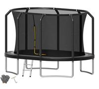 Devoko Trampoline d'extérieur - Grand Ovale 10 x 7FT 12 x 8FT, Trampoline Familial 3 en 1 avec Filet de sécurité, Cadre métallique Robuste, adapté aux Enfants et aux Adultes