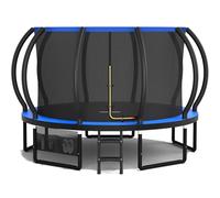 Devoko Trampoline Extérieur Ø 228/305/366/427 cm, Certifié GS, pour Enfants, avec Filet de Sécurité, Couverture de Protection, Design Citrouille, Capacité de Charge 150 kg (Bleu, 366 cm / 12 FT)