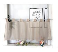 Devola Rideau brise-bise Voile avec passants Moderne Rideau Bistro Transparent Rideau de Fenêtre Court Rideau Uni Rideaux de Fenêtre pour Cuisine H x L 60 x 90 cm Sable 1 Pièce