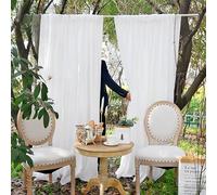 Devola Rideau Semi-Transparent Blanc Rideaux de Cuisine Moderne Rideau de Fenêtre Simple Rideaux à Passants Rideaux de Brise-Bises Longs pour Fenêtre et Porte-Balcon HxL 120x130cm 1 Pièce