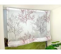 Devola Store bateau avec impression - Style maison de campagne - Court - Transparent - Moderne - Pour fenêtre et salon - 140 x 60 cm - Rouge - Avec bande Velcro - 1 pièce