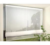 Devola Store bateau transparent avec bande Velcro - Rideau moderne - Pour salon - Couleur unie - Style maison de campagne - Court - H x l : 140 x 100 cm - Blanc - 1 pièce