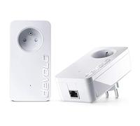 Devolo 9377 dLAN 1200+, kit de démarrage CPL (1200 Mbit/s avec Prise Gigogne, 2x Adaptateurs, 1 x Port Gigabit Ethernet, Prise Electrique Intégrée, Boiters CPL, Courant Porteur) Blanc