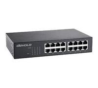 devolo Gigabit Ethernet Switch 16 Port, unmanaged switch Gigabit Ethernet, commutateur reseau, 1.000 Mbits/s, sans ventilateur, noir