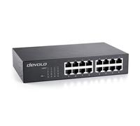 Devolo Gigabit Ethernet Switch 16 Port, unmanaged Switch Gigabit Ethernet, commutateur réseau, 1.000 Mbits-s, sans Ventilateur, Noir