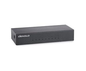Devolo Gigabit Ethernet Switch 8 Port, unmanaged Switch Gigabit Ethernet, commutateur réseau, 1.000 Mbits-s, sans Ventilateur, Noir