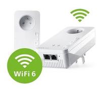 devolo Magic 2 WiFi 6 next Kit de demarrage, adaptateur CPL WiFi, jusqu''a 3.000 Mbits/s via WiFi 6, 2x port Ethernet Gigabit, prise integree, blanc