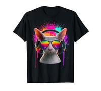 Devon Rex Chat avec Casque et Lunettes de Soleil Art T-Shirt