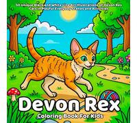 Devon Rex Coloring Book: 50 Unique Black and White Line Art Illustrations of Devon Rex Cats in Playful Everyday Scenes and Activities
