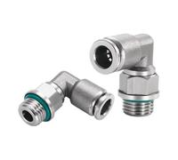 DeVow Coude à filetage mâle métrique M5 M6 M8 M10 M12 M14 M20, en acier inoxydable 304, raccord pneumatique rotatif à une touche, connecteur rapide(8mm-M10x1.5)