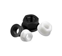 DeVow Écrou à bride hexagonal tête hexagonale en plastique et nylon PA66, noir blanc, fond plat, M3 M4 M5 M6 M8 M10 M12(5Pcs,M6 Black)