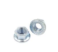 DeVow Écrou à embase filetage fin en acier inoxydable et au carbone M6*0,75 M8*1,0 M10*1,25 M12*1,5 de blocage DIN6923(Carbon Steel-White,M10x1.0 (5pcs))