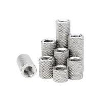 DeVow Écrou d'accouplement moleté rond M2 .5 M3 M4 M5 M6 M8 M10 M12 M14 M16 304 Acier inoxydable Allonger Rallonge Serrer les écrous de vis(Length 12mm,ID4xOD8mm(5pcs))