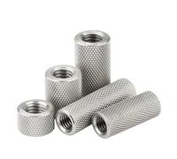 DeVow Écrou moleté à tête plate cylindrique allongée en acier inoxydable 304, écrou de réglage for vis main M2 .5 M3 M4 M5 M6 ~ M16(8mm,M6xOD 12mm(2Pcs))