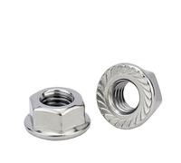 DeVow Écrous hexagonaux à bride en acier inoxydable 304, 10 pièces, contre-écrous crantage coulissants, M3 M4 M5 M6 M8 M10 M12 M14 M16 M20 DIN6923(M4)