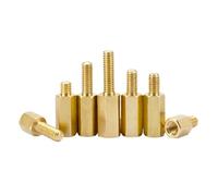 DeVow Goujons hexagonaux en laiton, 100 pièces, M3 * 4/5/6/8/10/12/15/16/18/20, filetage externe 3mm 4mm 5mm 6mm 8mm, piliers creux d'espacement en laiton(11mm,M3 Thread 5mm)