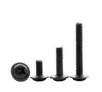 DeVow Lot de 10 vis à tête cylindrique noires avec rondelle, for carte mère, DIN967, M1.4, M2, M2.5, M3, M3.5, M4, M5, M6(12mm x10pcs,M6)