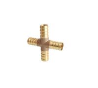 DeVow Raccord cannelé en laiton for tuyau de 4, 5, 6, 8, 10, 12, 14, 16, 19, 25 mm, coude droit, croix en Y, 2/3/4 voies, connecteur séparateur, for la maison et le jardin(Cross,10MM_5 PCS)